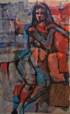 Figure in red and blue