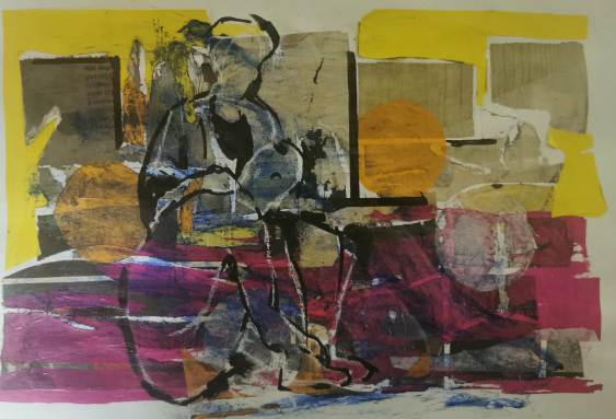 Abstract with purple and yellow