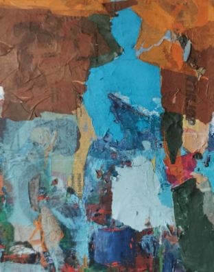 Blue figure with earth tones