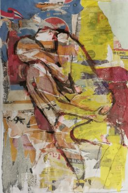 Seated figure in yellow tones