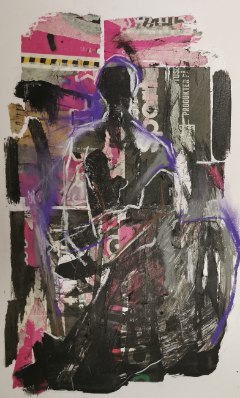 Abstract composition in purple and pink