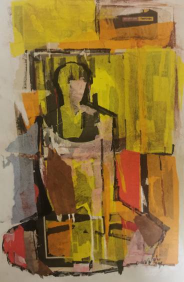 Yellow seated figure
