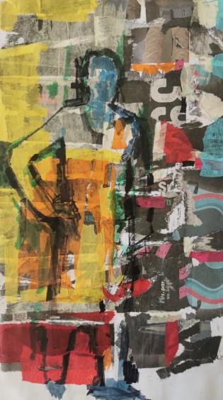 Figure in Yellow and Orange Collage