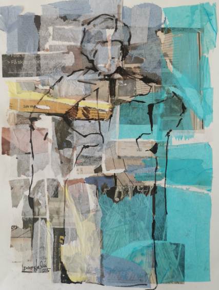 Turquoise and Gray Abstract Figure