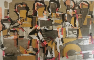 Abstract gathering in earth tones